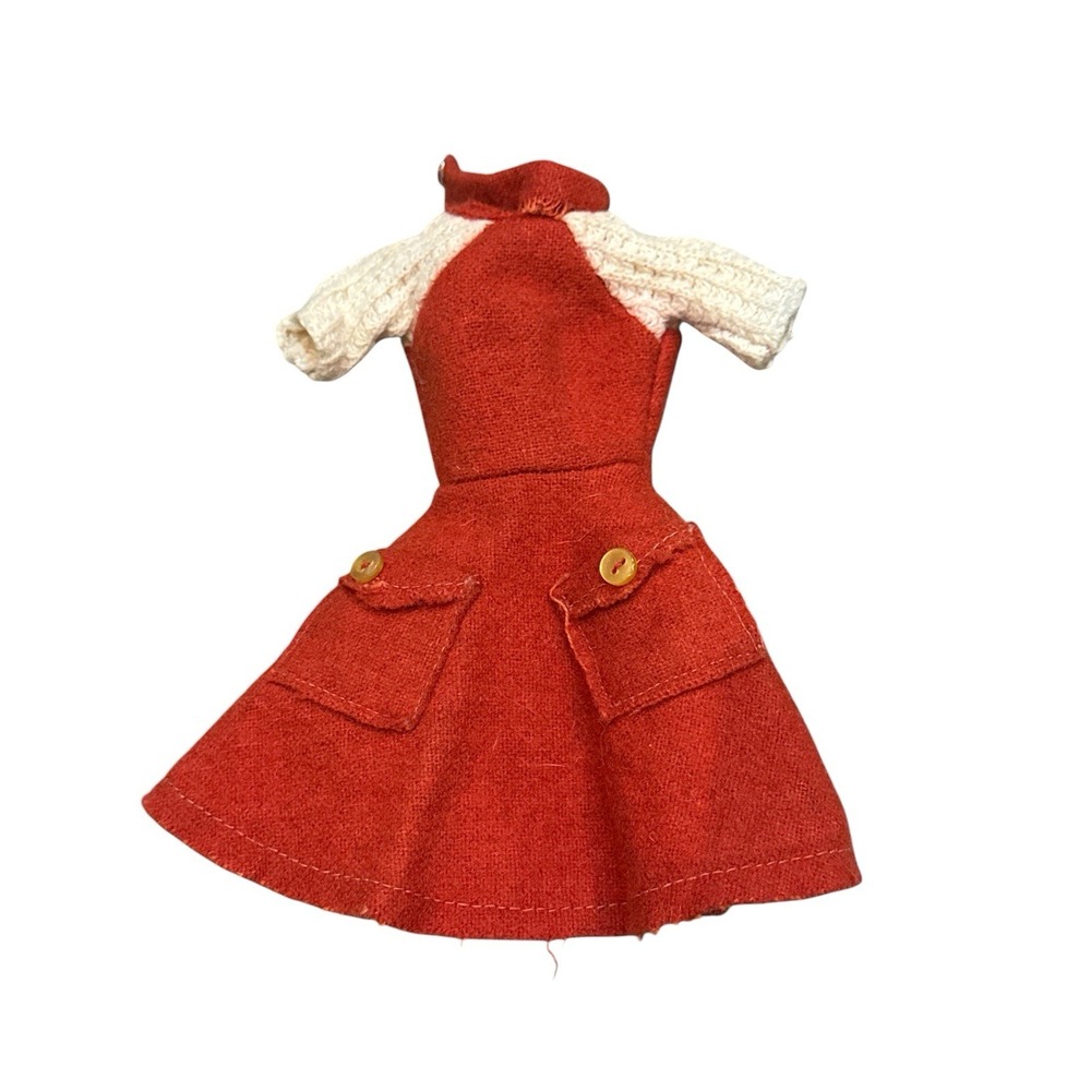 Vintage Barbie Felt Red‎ and White Dress